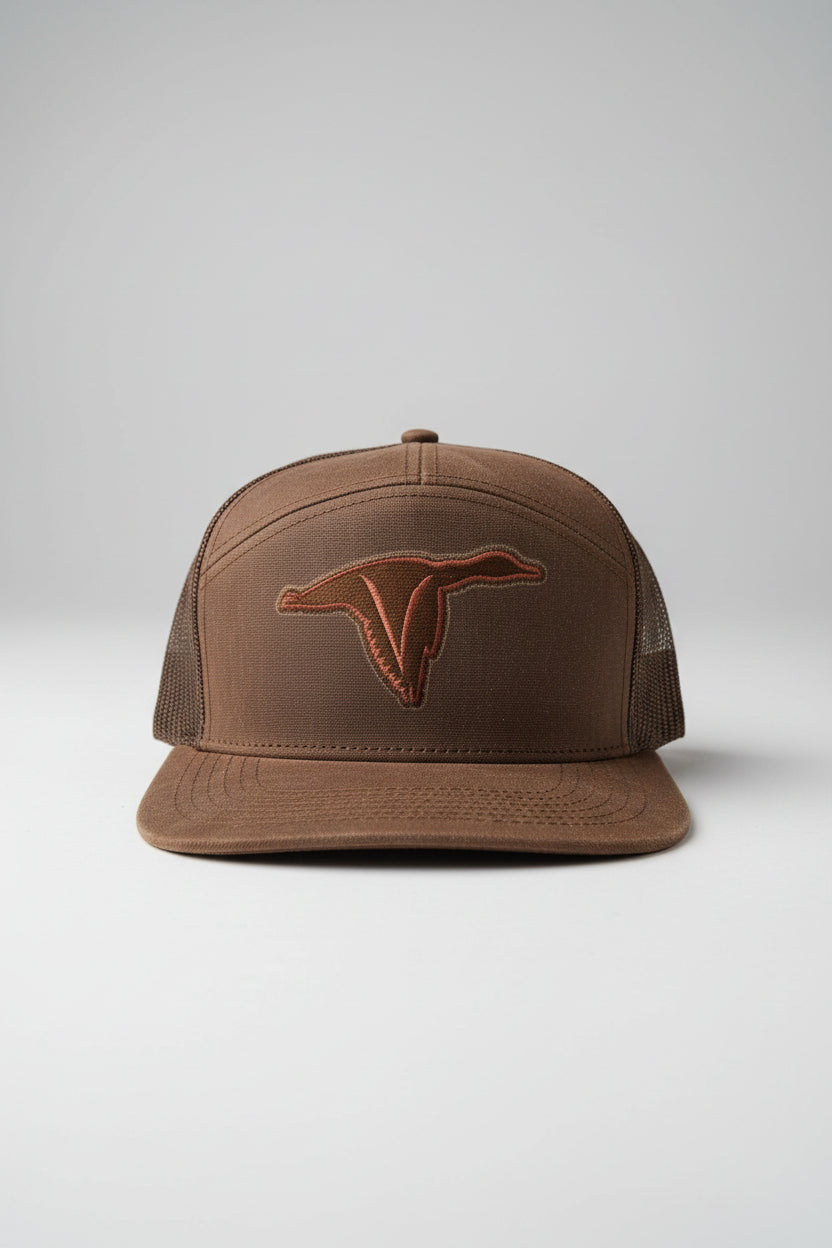 Flyway Waxed Brown hat with embroidered duck patch